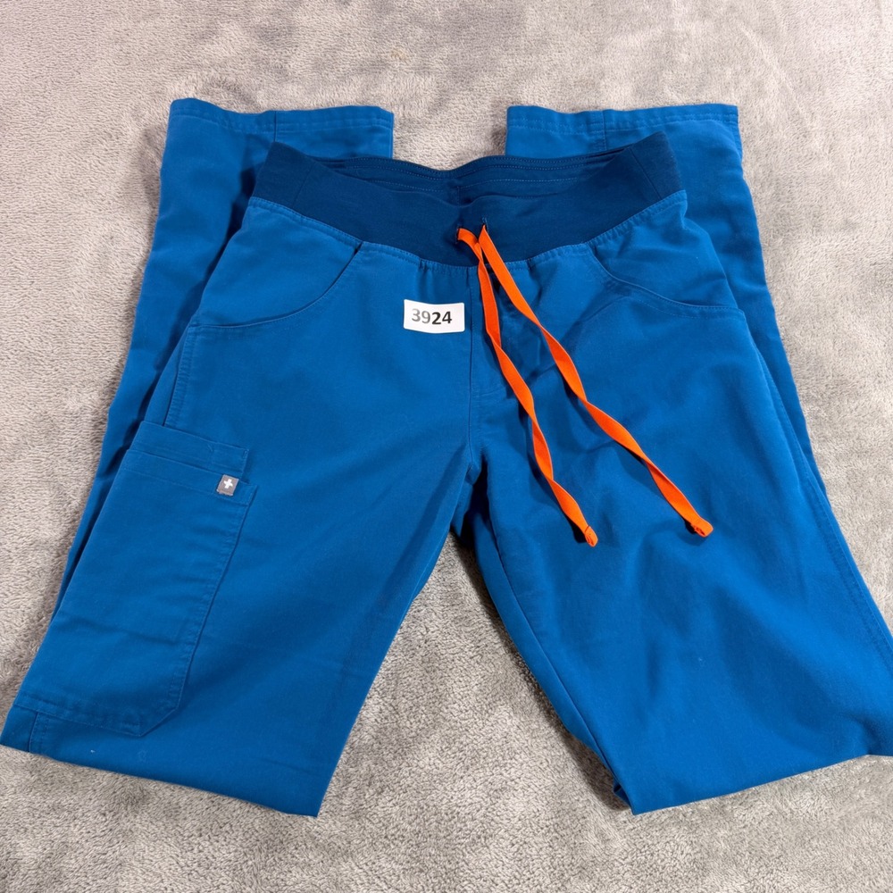 Figs Scrub Pants Womens XS/T Blue Technical Collection T21004T Tall Drawstring